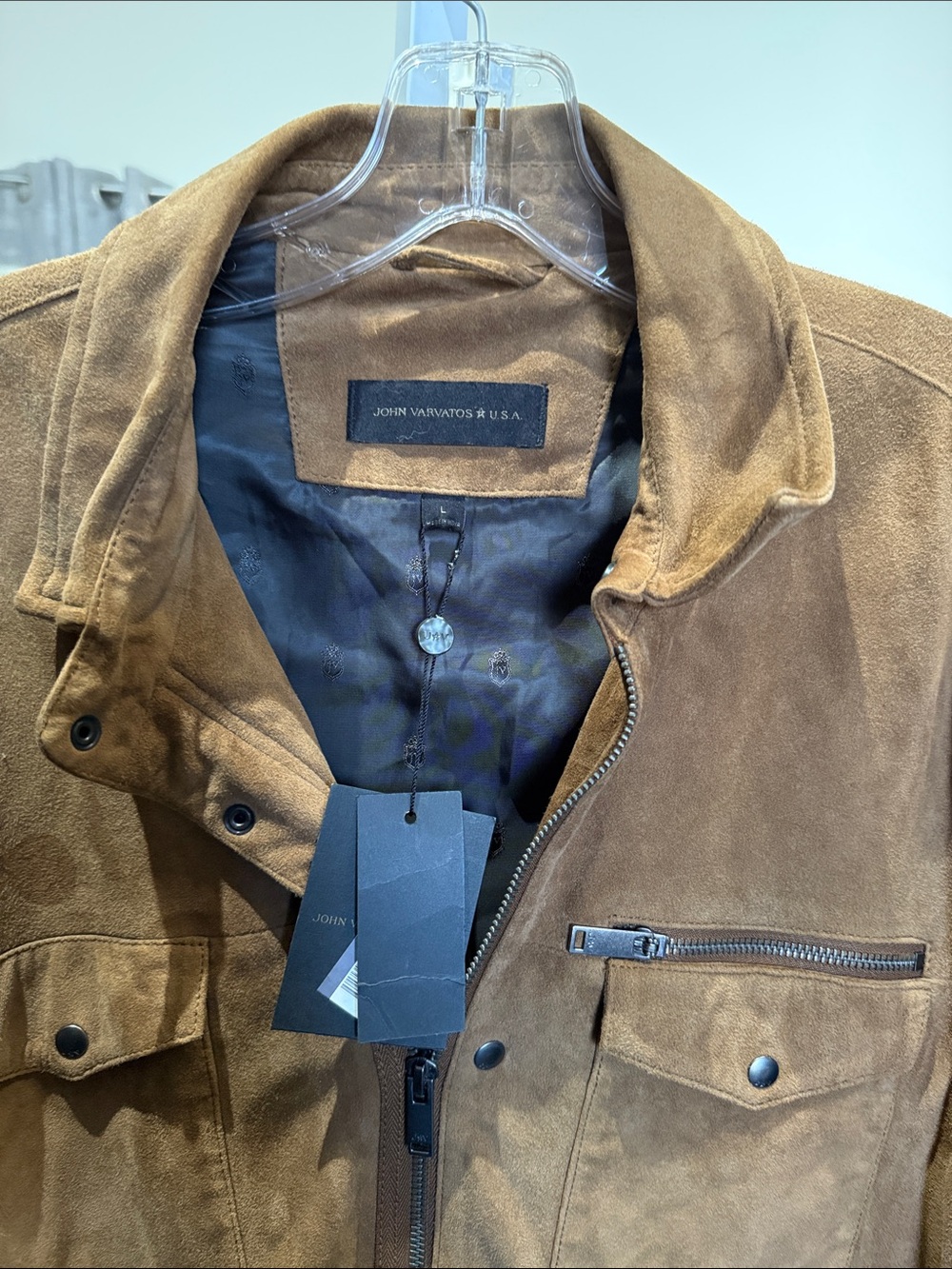 John Varvatos Brown Suede Bomber Jacket - Picture 2 of 8